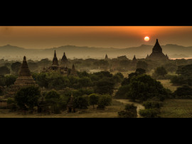 SUNSET OVER TEMPLES AT BAGAN by Tom Cross